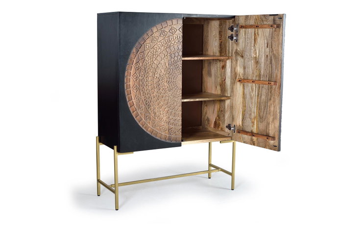Giner Y Colomer Armario Madera de Mango y Metal Nogal Oscuro 143x100x40 cm